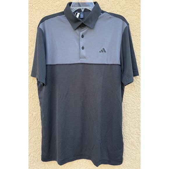 Adidas Color Block Golf Polo Black Gray Medium NWT - Picture 2 of 6